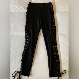 NUDE Black lace up leggings